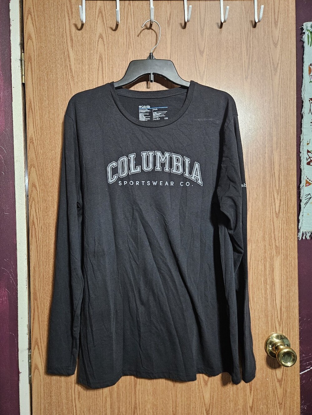 Columbia Womens Ling Sleeve Casual Tee Black Lightweight Size Large!